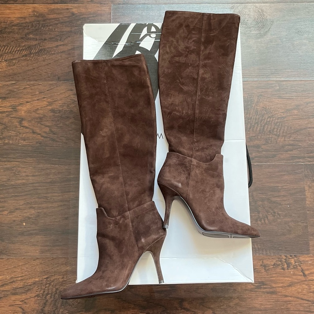 NWOT Nine West Brown Suede Knee-high Boots Size 5.5